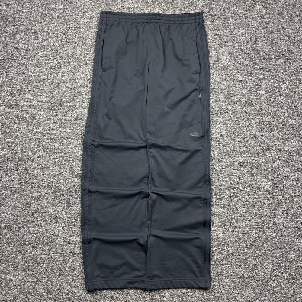 Y2K Adidas Baggy Straight Leg 3 Stripes Track Pants Grey Men's Size Large